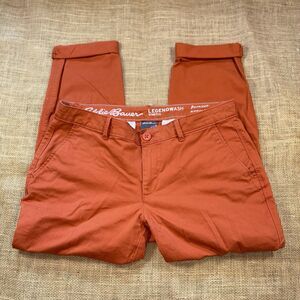 Eddie Bauer Women's Stretch Legend Wash Boyfriend Midrise Slim Burnt Orange S-P6